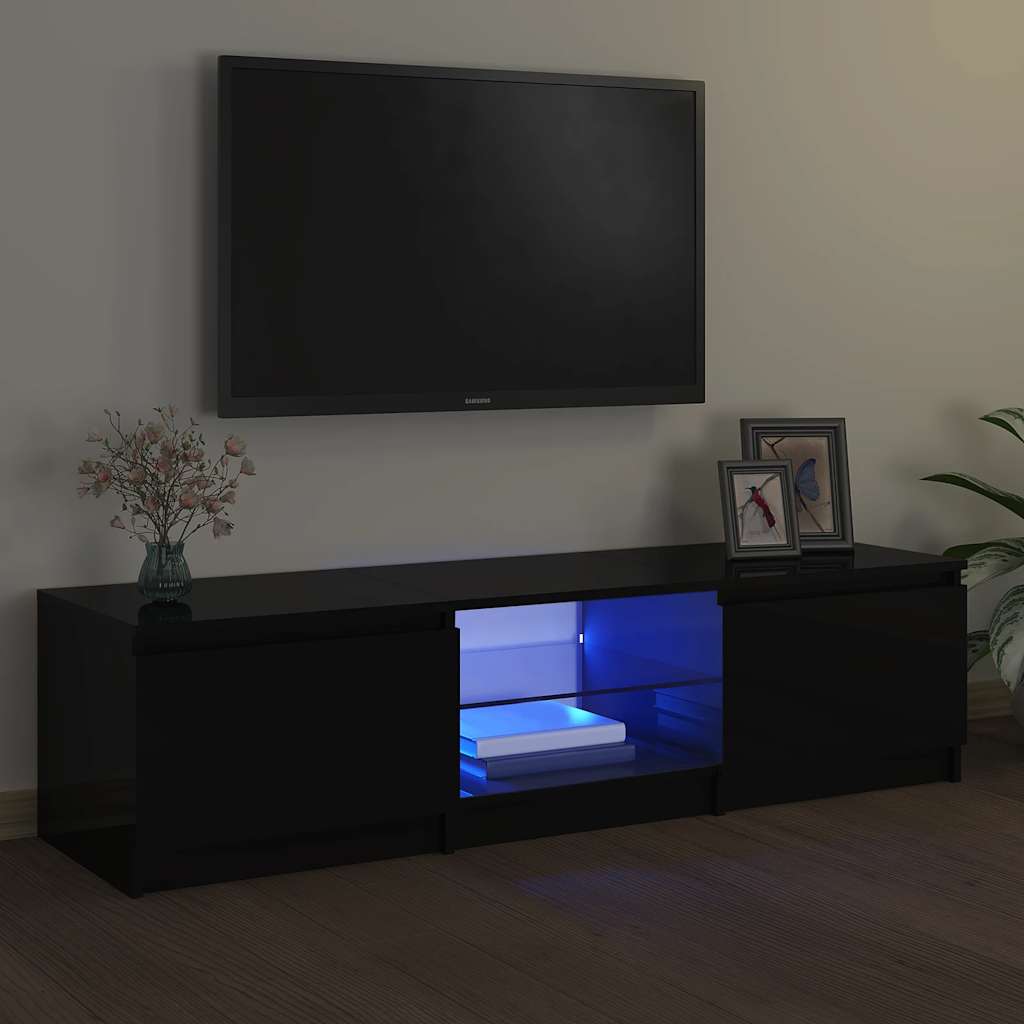 TV-Møbel Svart Tv-benk med LED-lys 140x40x35,5 cm
