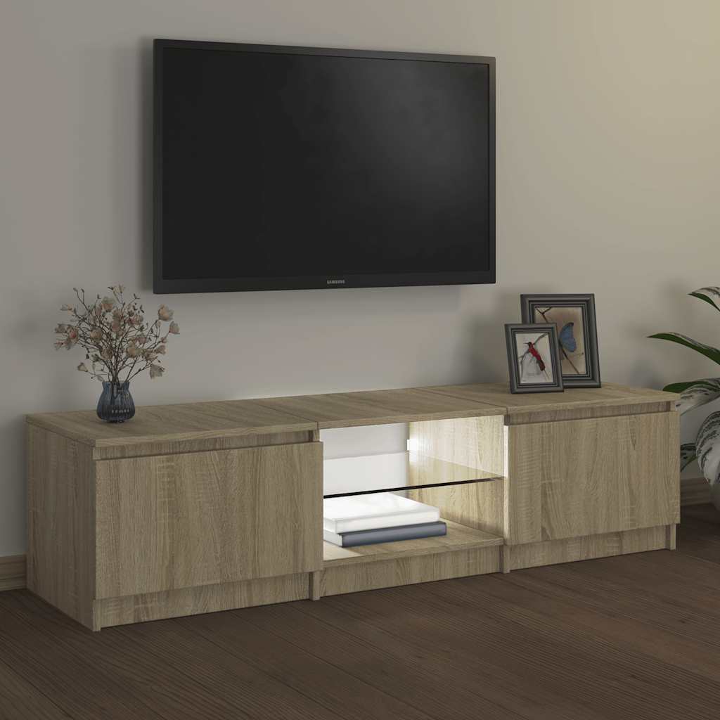 TV-Møbel Sonoma Eik Tv-benk med LED-lys 140x40x35,5 cm