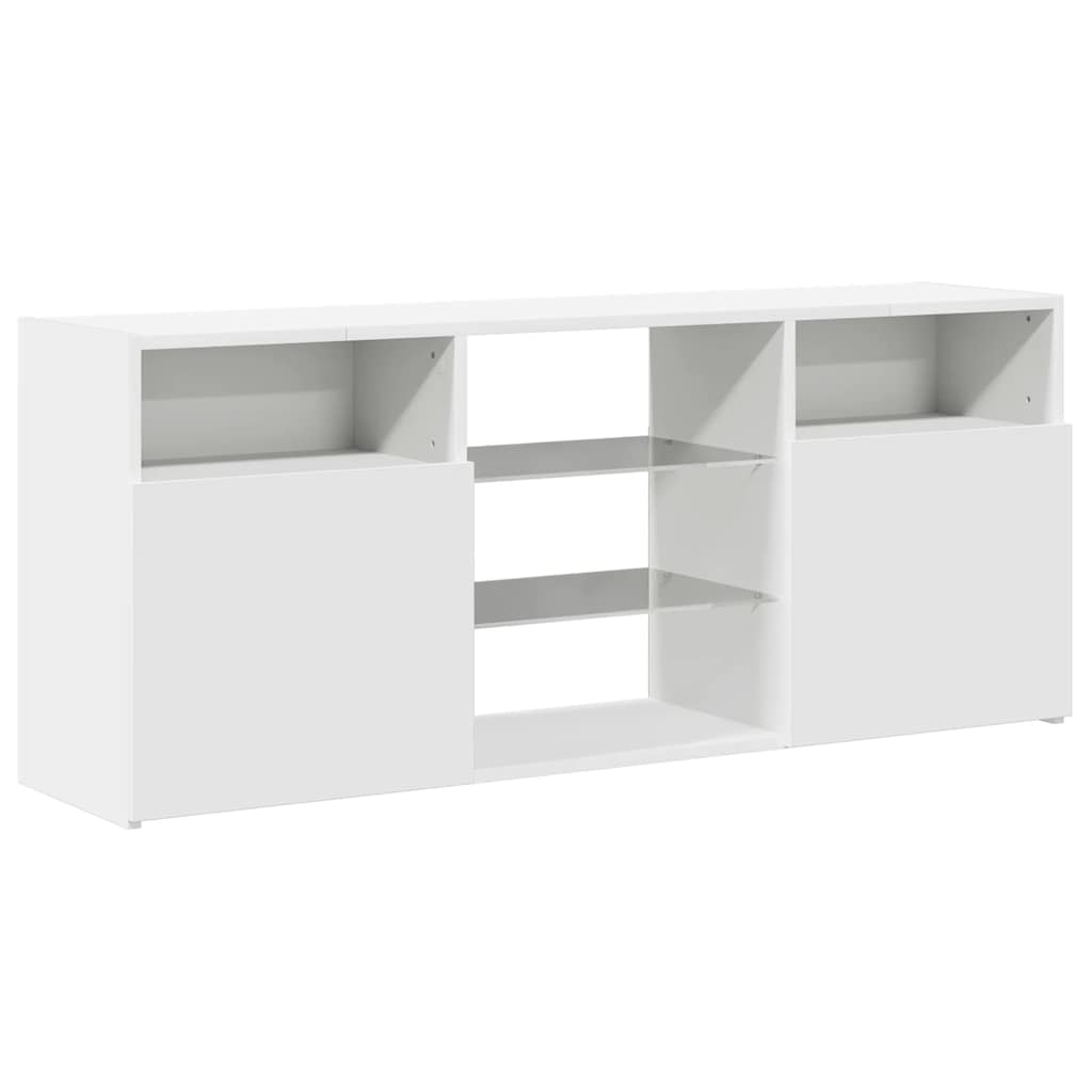 TV-Møbel Hvit TV-benk med LED-lys 120x30x50 cm