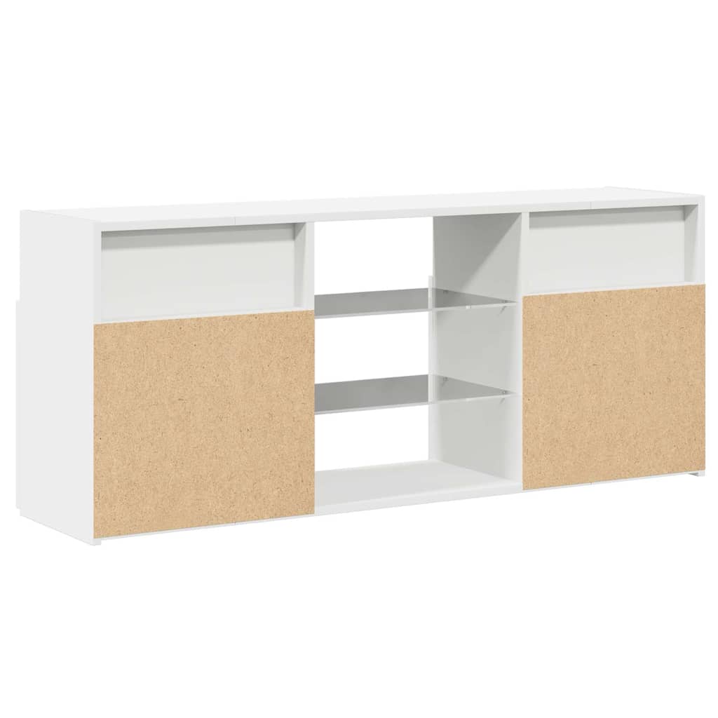 TV-Møbel Hvit TV-benk med LED-lys 120x30x50 cm