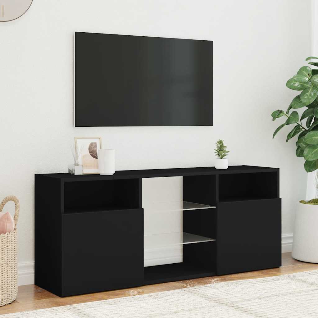 TV-Møbel Svart TV-benk med LED-lys 120x30x50 cm