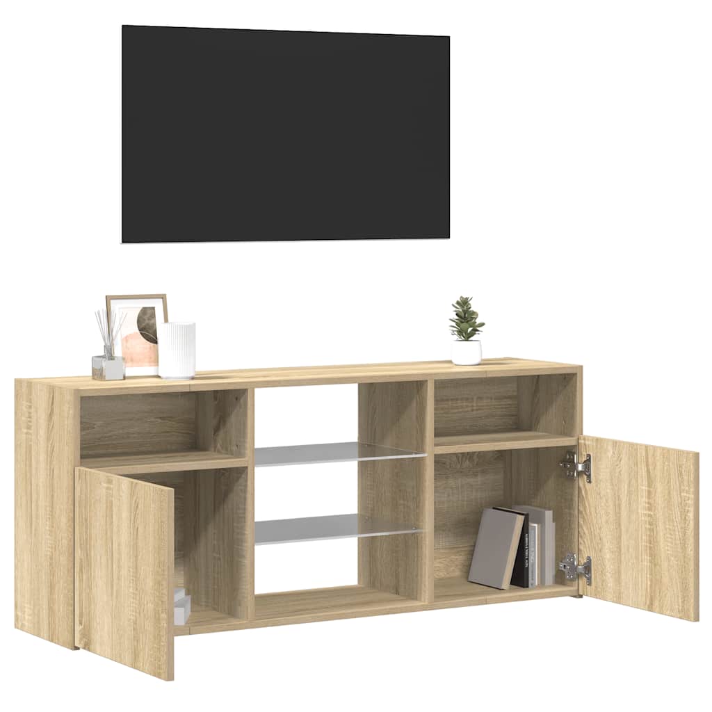 TV-Møbel Sonoma Eik TV-benk med LED-lys 120x30x50 cm