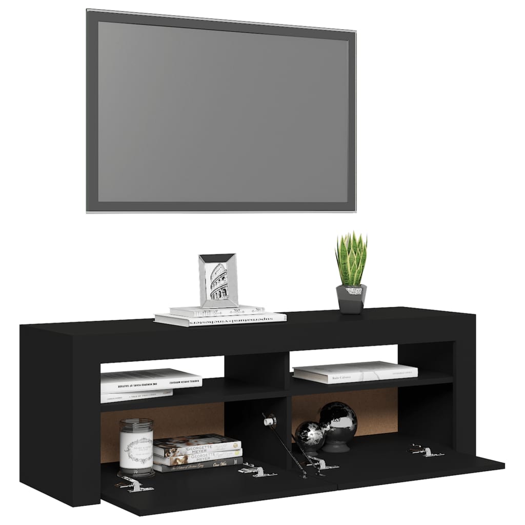 TV-Møbel Svart TV-benk med LED-lys 120x35x40 cm