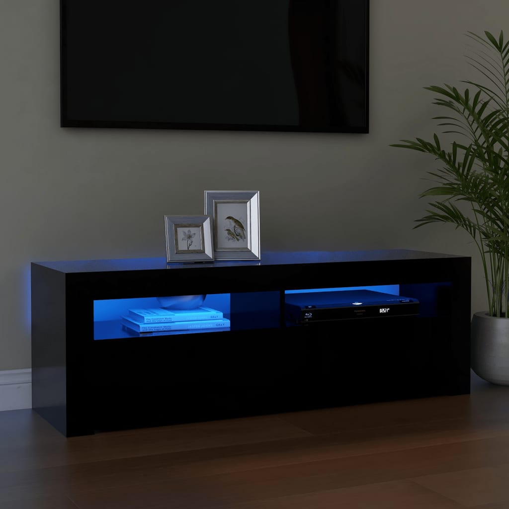 TV-Møbel Svart TV-benk med LED-lys 120x35x40 cm