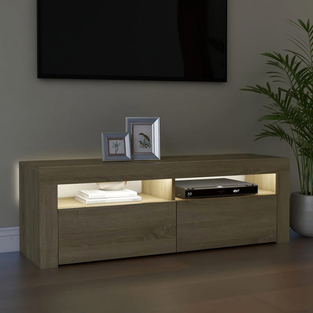TV-Møbel Sonoma Eik TV-benk med LED-lys 120x35x40 cm