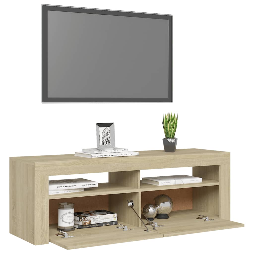 TV-Møbel Sonoma Eik TV-benk med LED-lys 120x35x40 cm