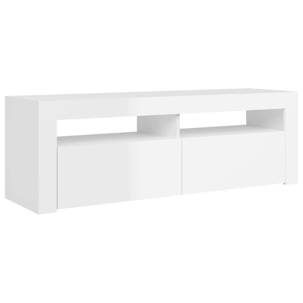 TV-Møbel Høyglans Hvit TV-benk med LED-lys 120x35x40 cm