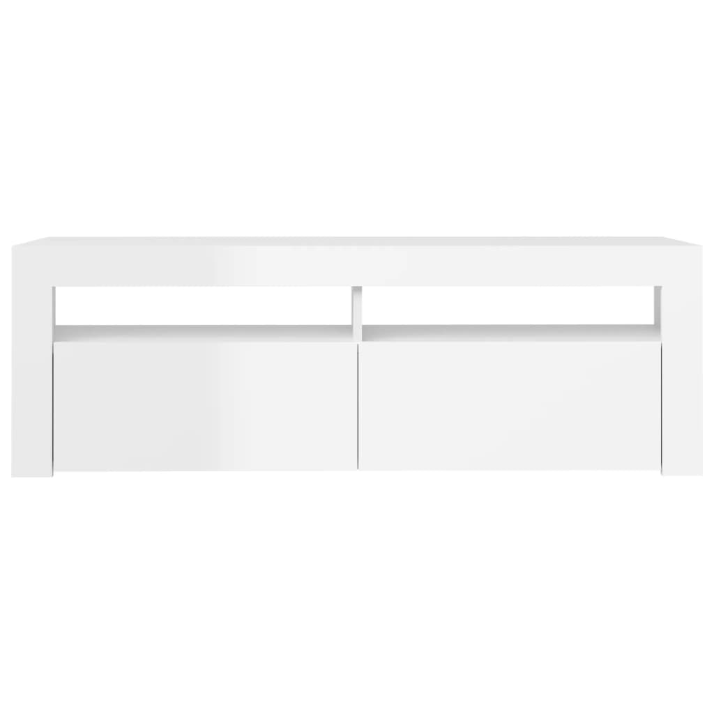 TV-Møbel Høyglans Hvit TV-benk med LED-lys 120x35x40 cm