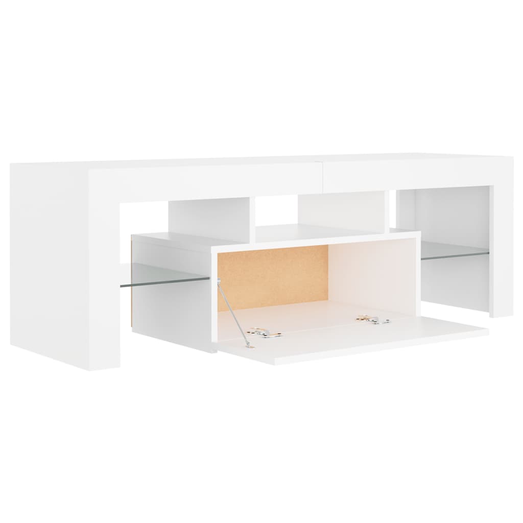 TV-Møbel Hvit TV-benk med LED-lys 120x35x40 cm