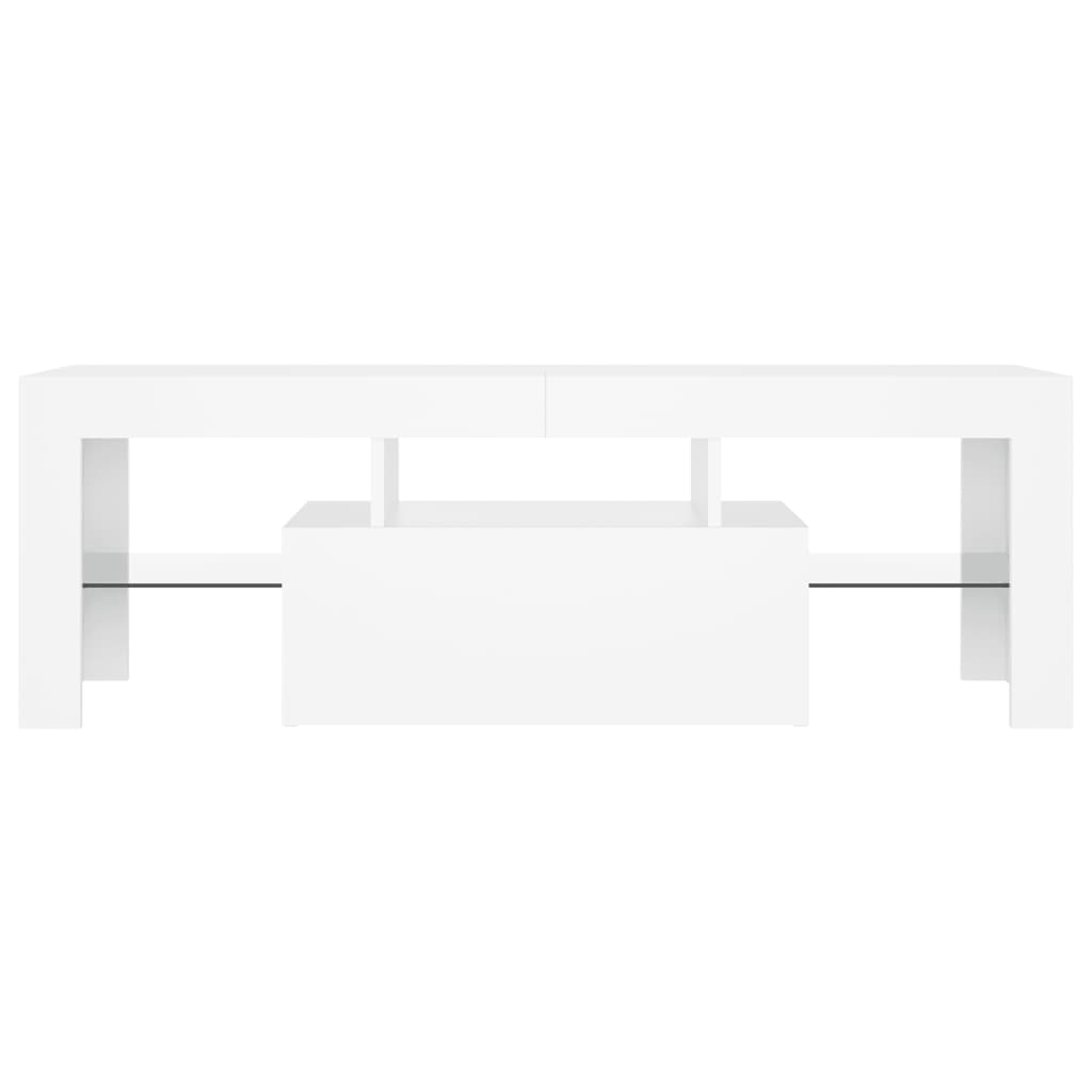 TV-Møbel Hvit TV-benk med LED-lys 120x35x40 cm