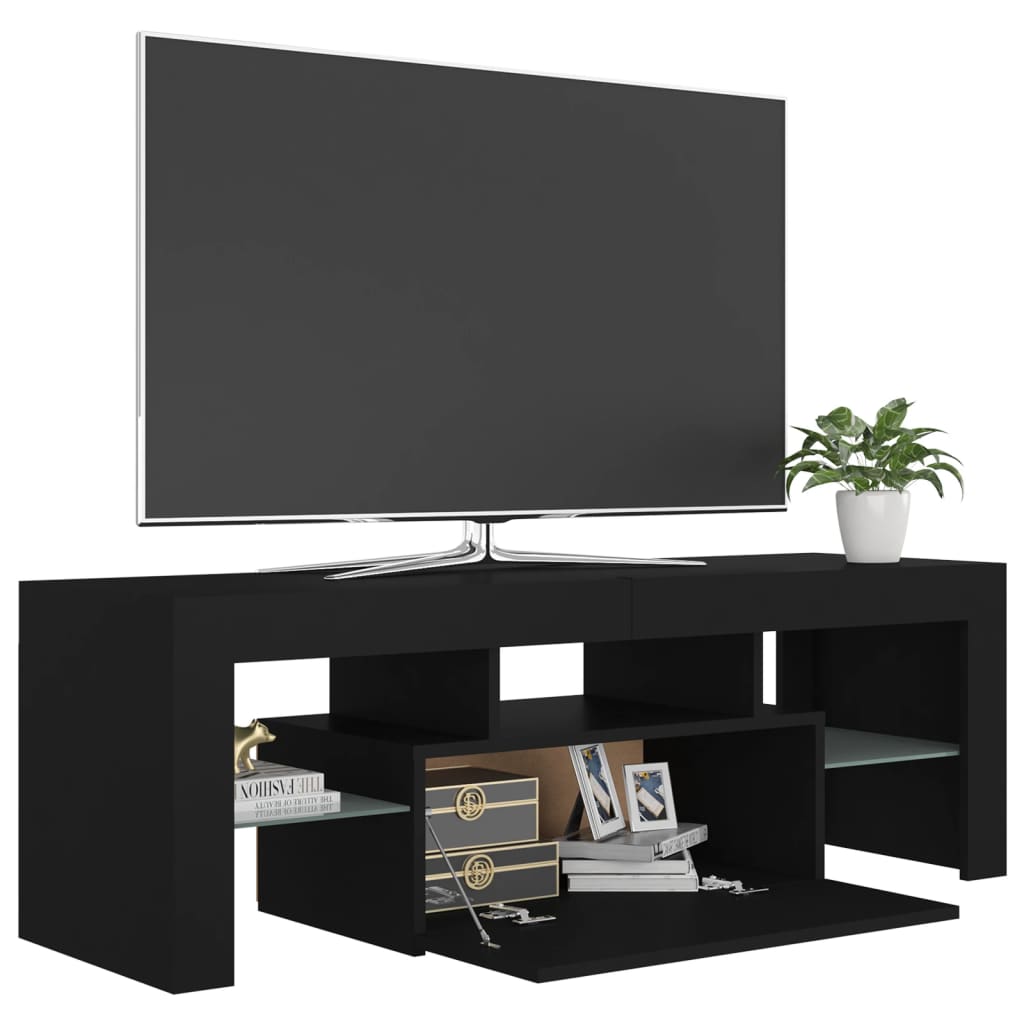 TV-Møbel Svart TV-benk med LED-lys 120x35x40 cm