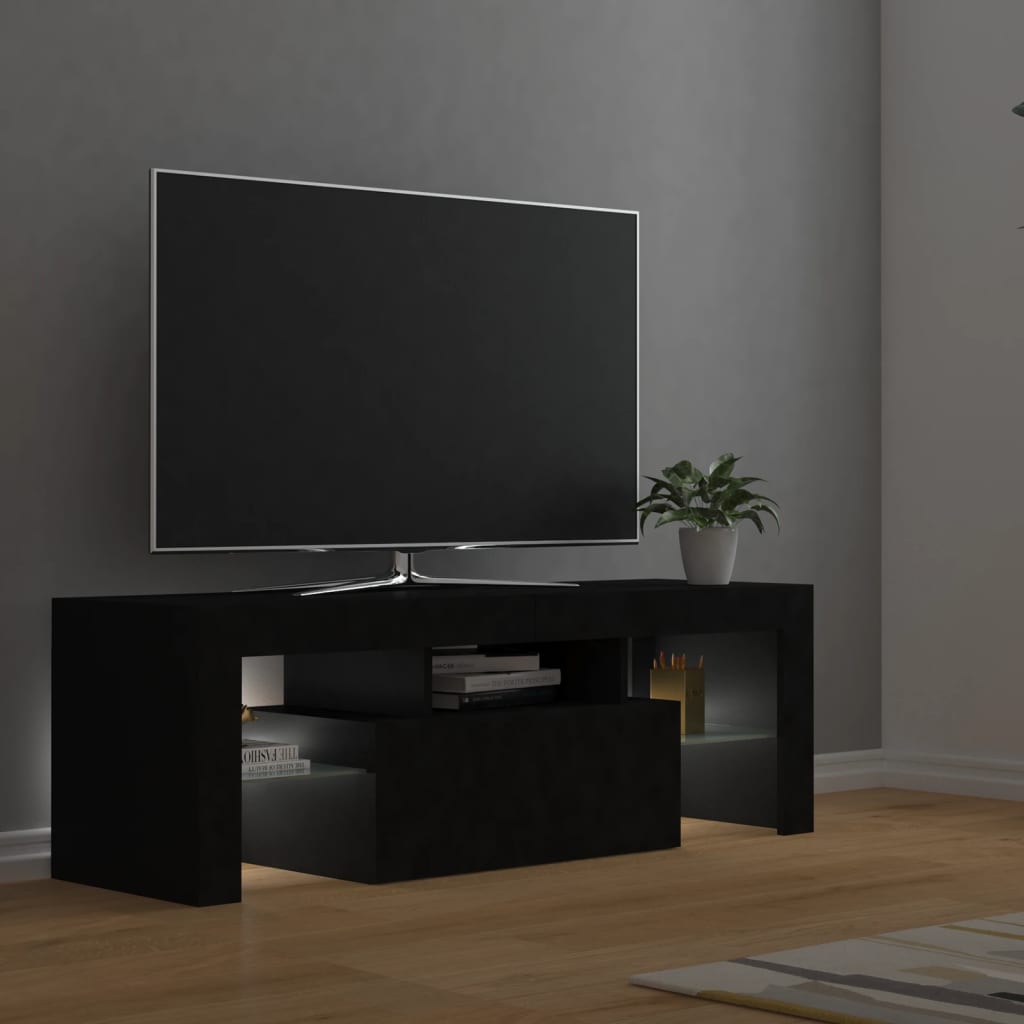 TV-Møbel Svart TV-benk med LED-lys 120x35x40 cm