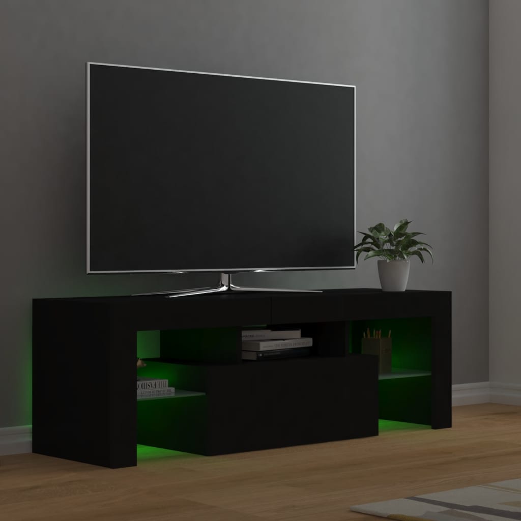 TV-Møbel Svart TV-benk med LED-lys 120x35x40 cm