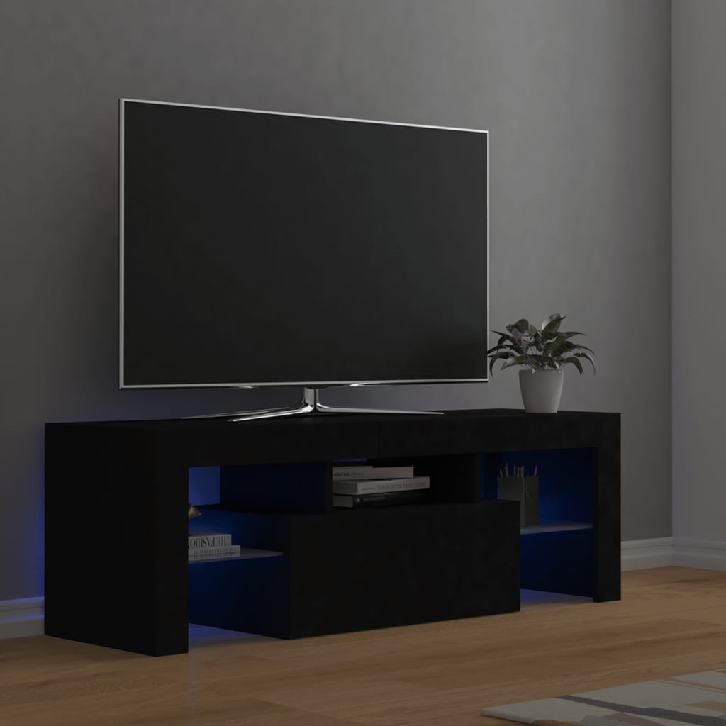 TV-Møbel Svart TV-benk med LED-lys 120x35x40 cm