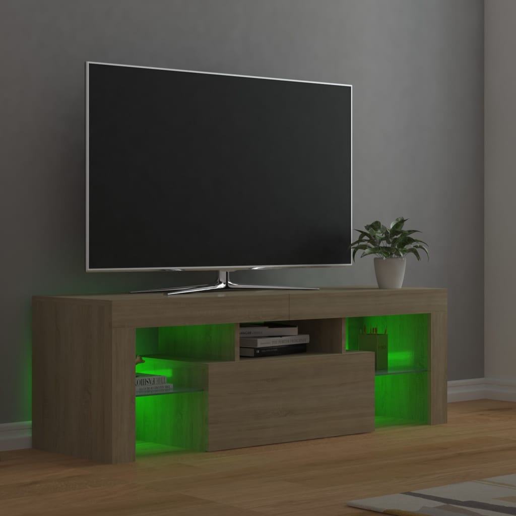 TV-Møbel Sonoma Eik TV-benk med LED-lys 120x35x40 cm