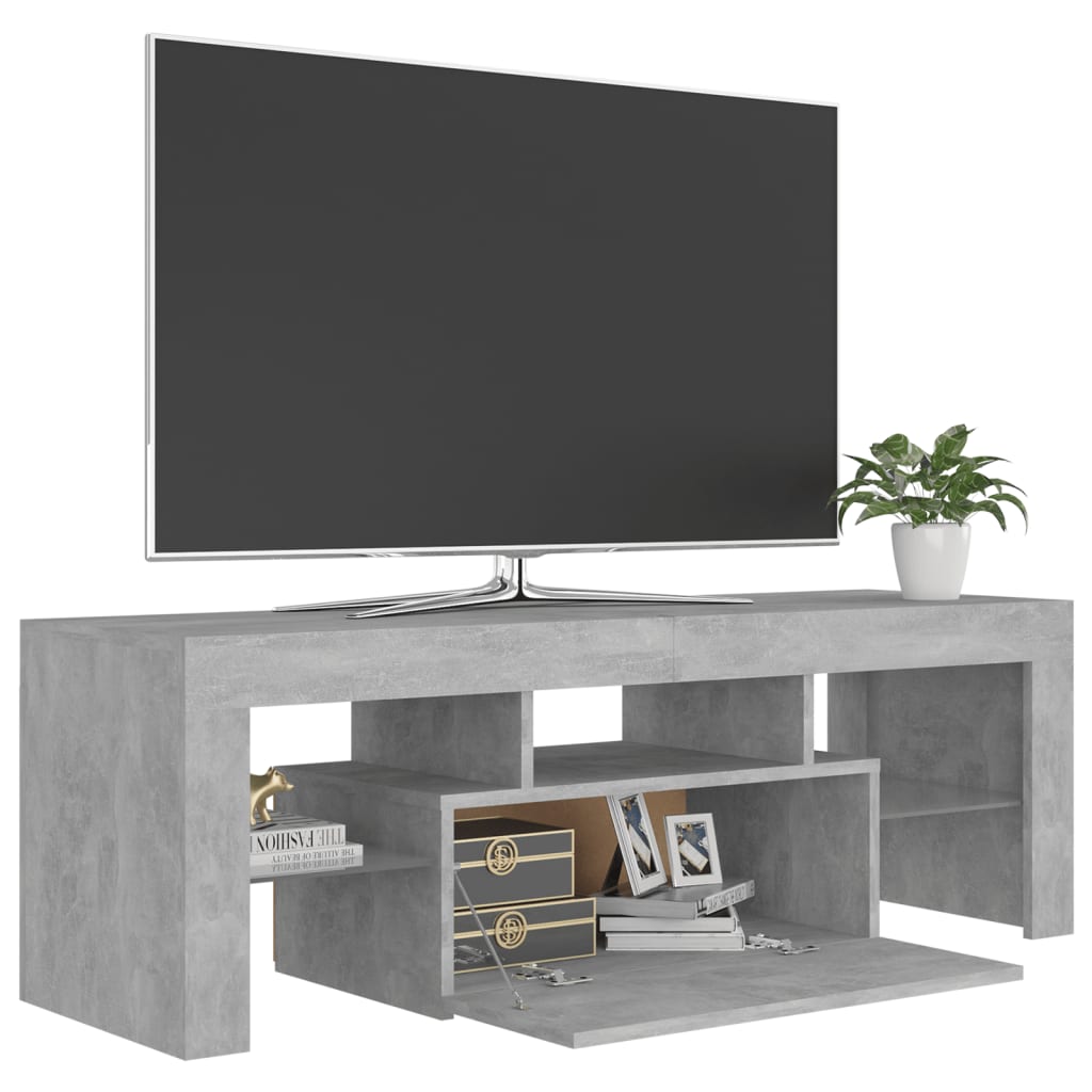 TV-Møbel Betonggrå TV-benk med LED-lys 120x35x40 cm