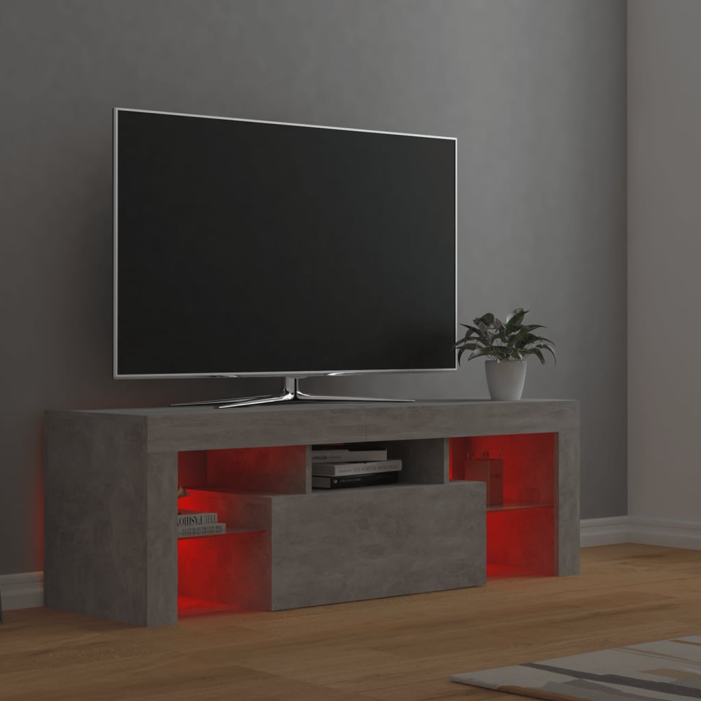 TV-Møbel Betonggrå TV-benk med LED-lys 120x35x40 cm
