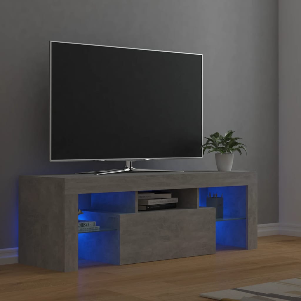 TV-Møbel Betonggrå TV-benk med LED-lys 120x35x40 cm
