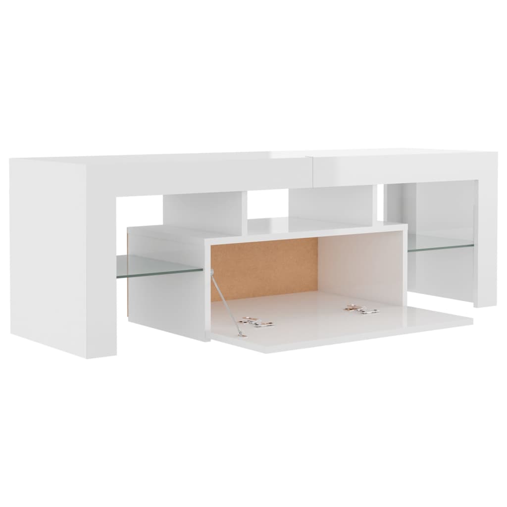 TV-Møbel Høyglans Hvit Tv-benk med LED-lys 120x35x40 cm