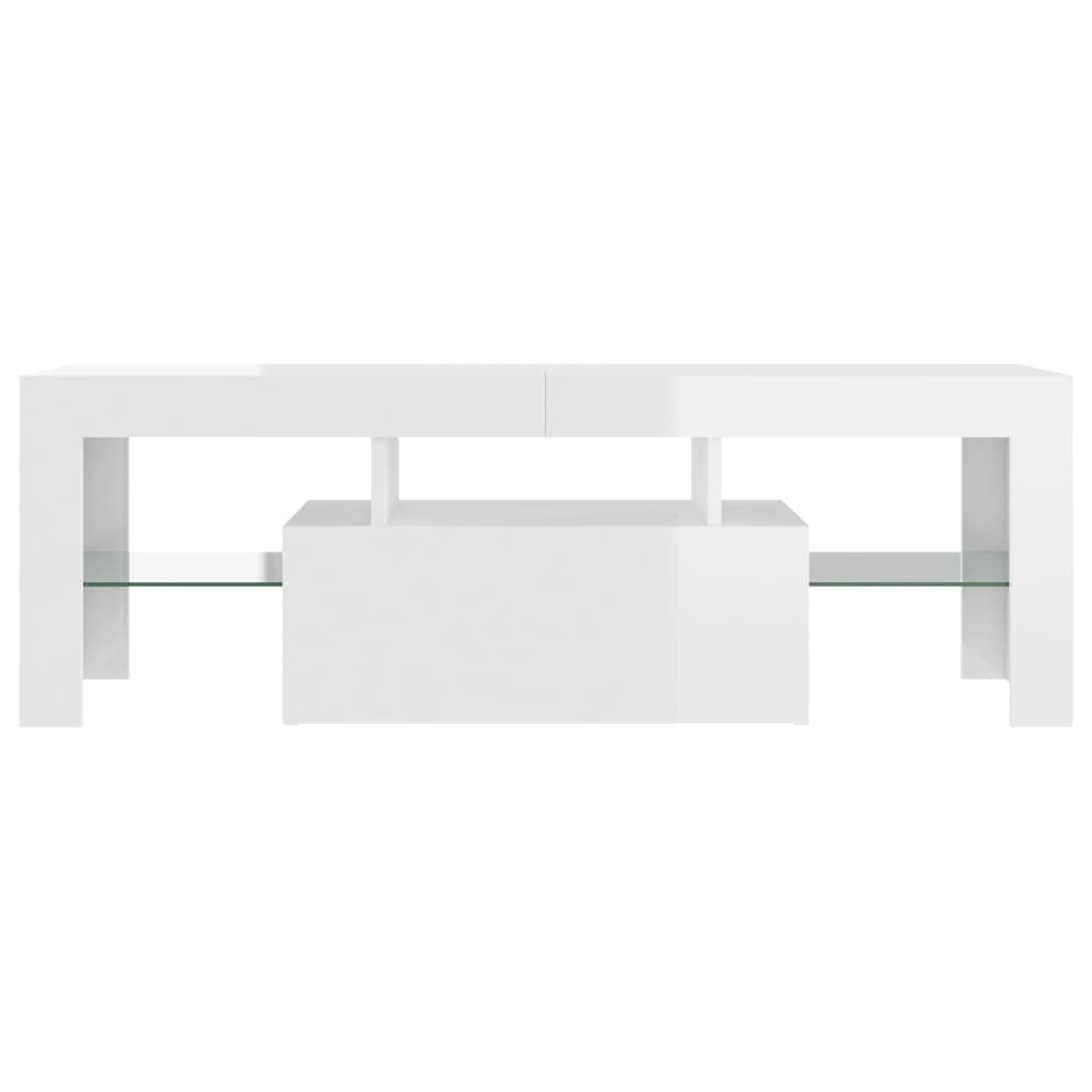 TV-Møbel Høyglans Hvit Tv-benk med LED-lys 120x35x40 cm