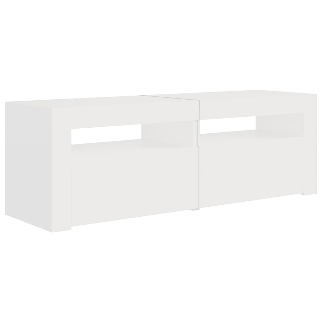TV-Møbel Hvit TV-benk med LED-lys 120x35x40 cm