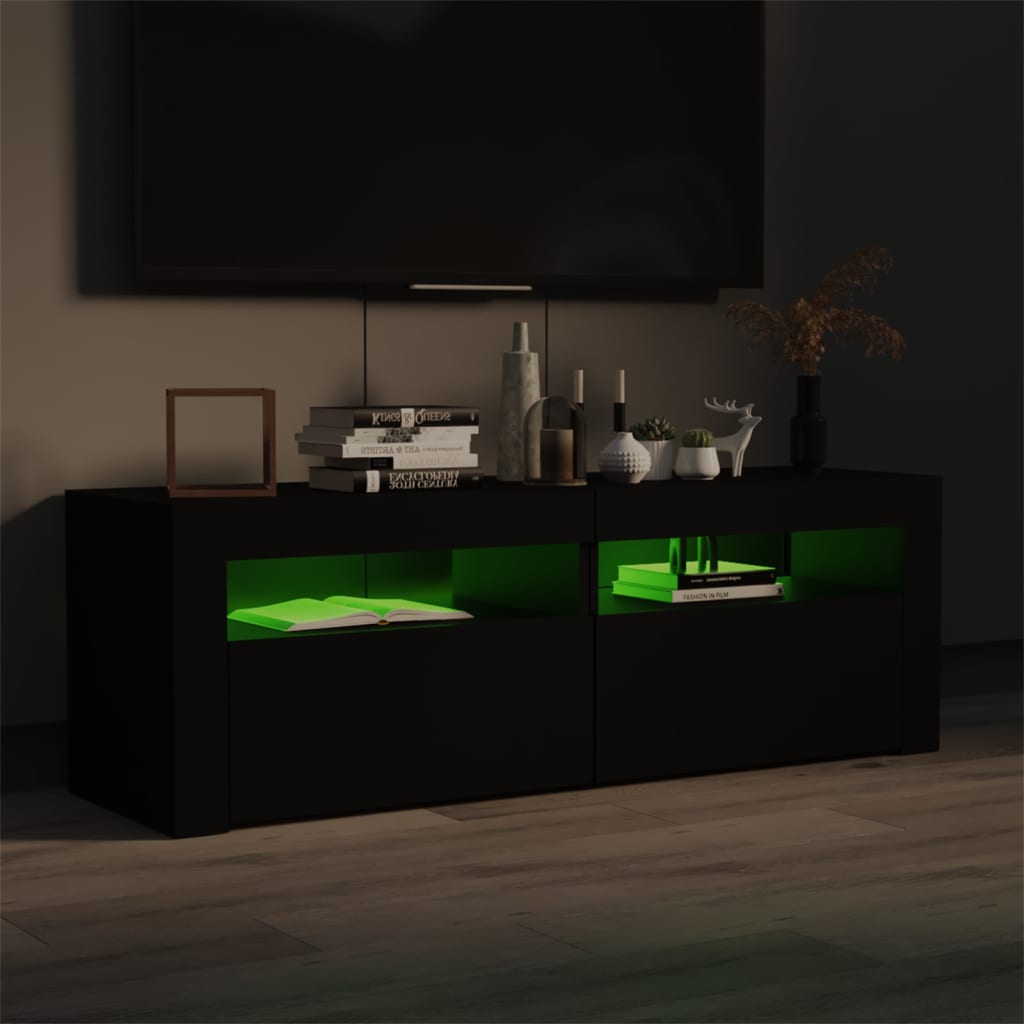TV-Møbel Svart TV-benk med LED-lys 120x35x40 cm