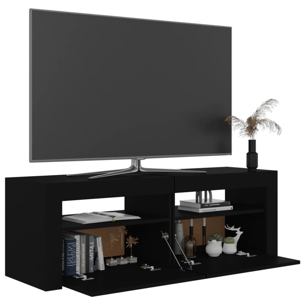 TV-Møbel Svart TV-benk med LED-lys 120x35x40 cm