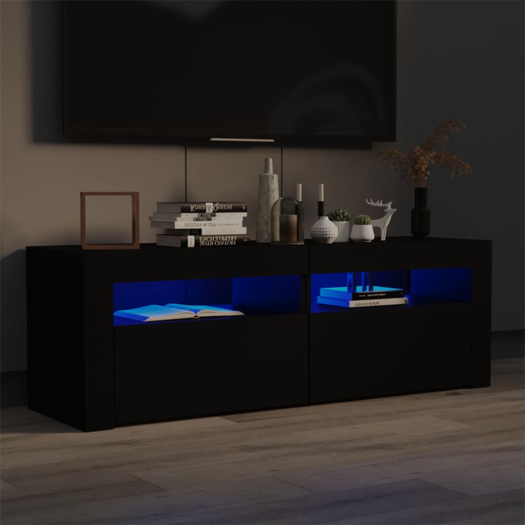 TV-Møbel Svart TV-benk med LED-lys 120x35x40 cm