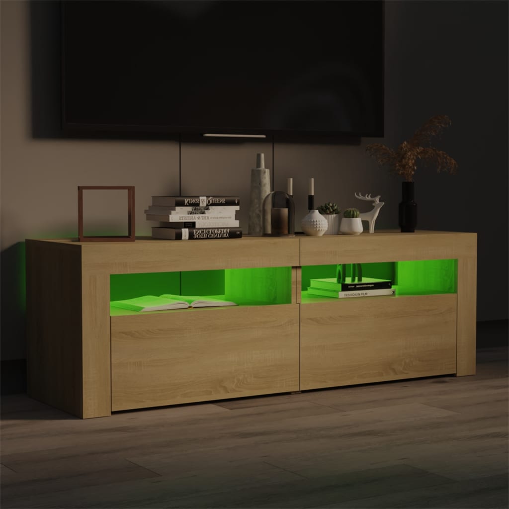 TV-Møbel Sonoma Eik TV-benk med LED-lys 120x35x40 cm
