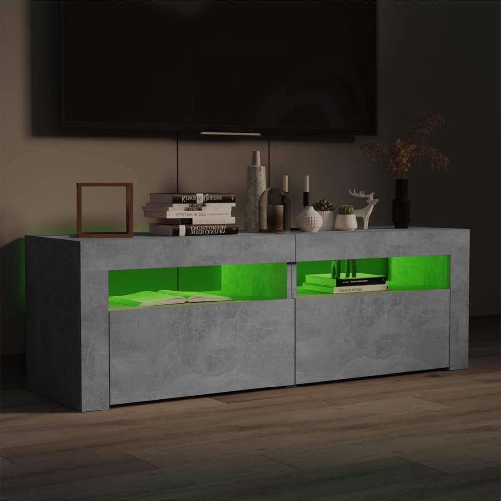 TV-Møbel Betonggrå TV-benk med LED-lys 120x35x40 cm