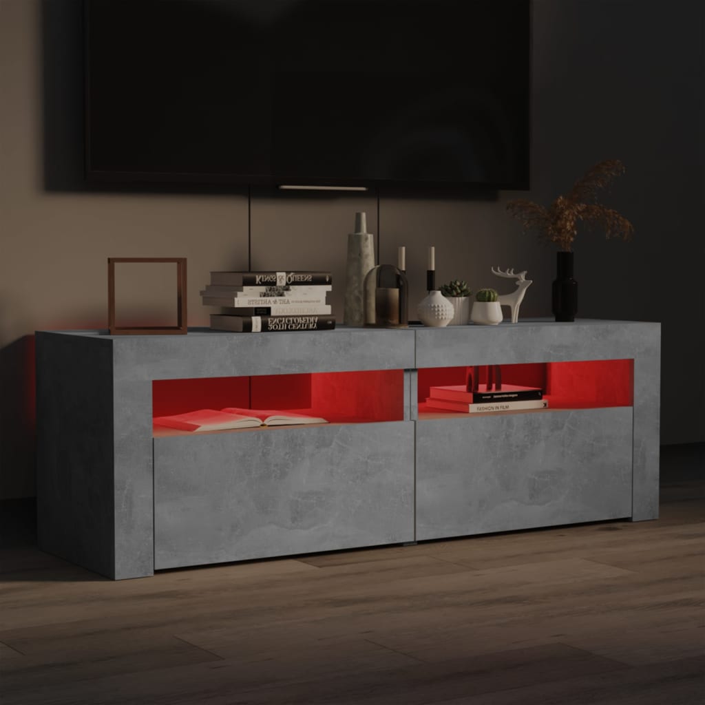 TV-Møbel Betonggrå TV-benk med LED-lys 120x35x40 cm