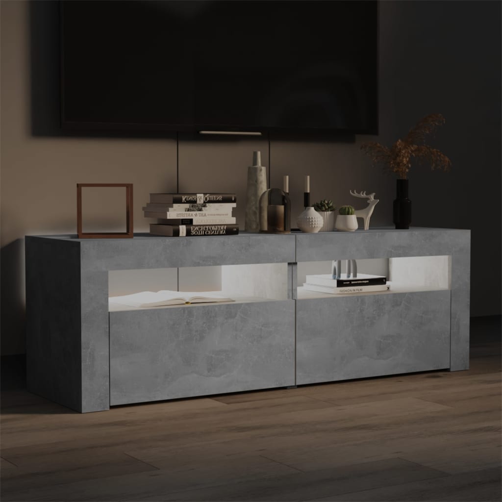 TV-Møbel Betonggrå TV-benk med LED-lys 120x35x40 cm