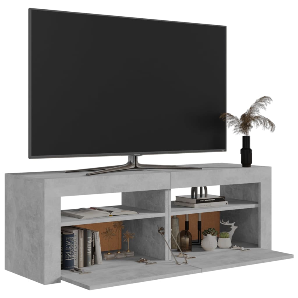 TV-Møbel Betonggrå TV-benk med LED-lys 120x35x40 cm