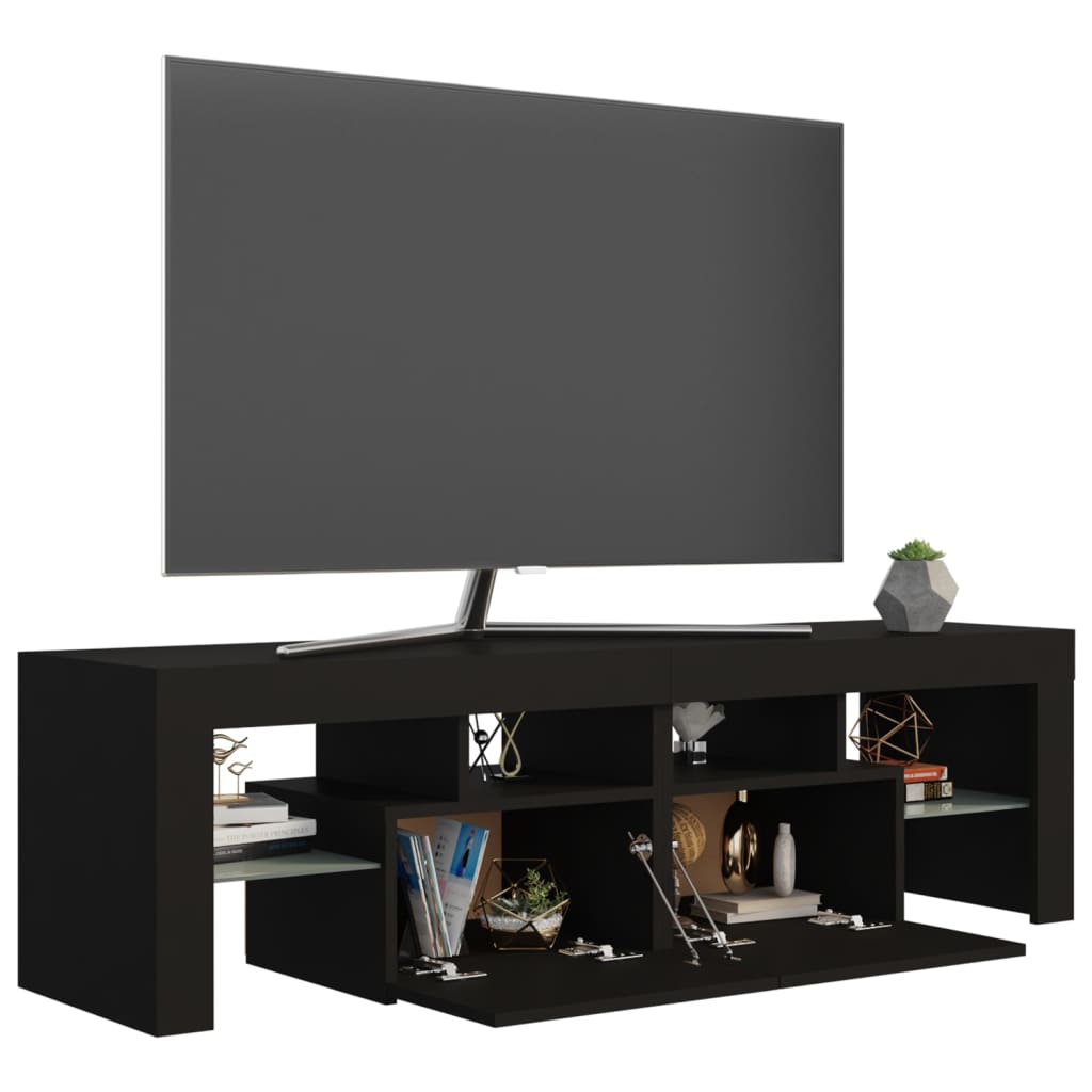 TV-Møbel Svart TV-benk med LED-lys 140x36,5x40 cm