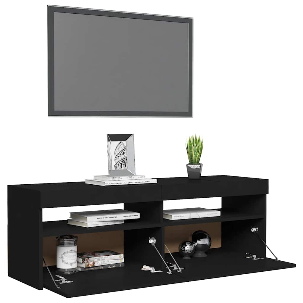 TV-Møbel Svart TV-benk med LED-lys 120x35x40 cm