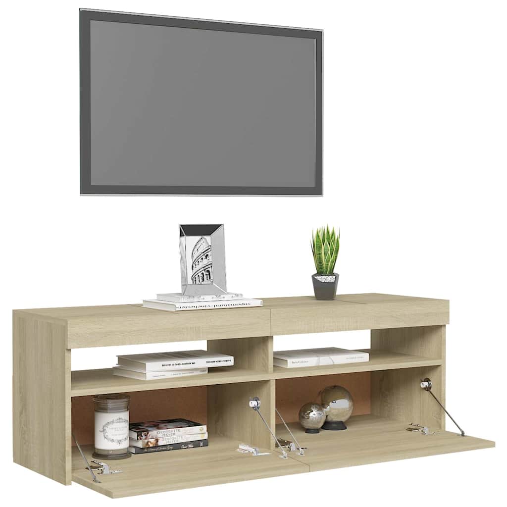 TV-Møbel Sonoma Eik TV-benk med LED-lys 120x35x40 cm