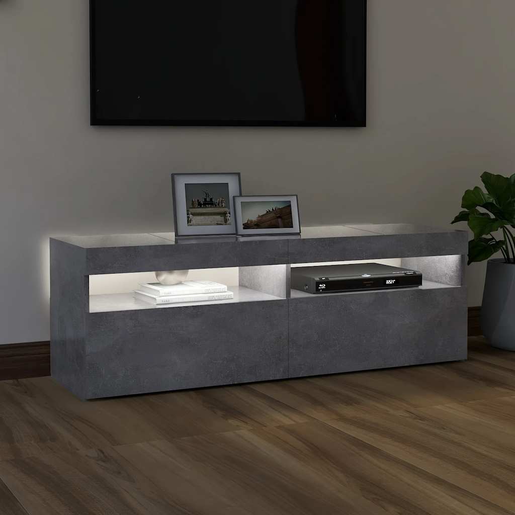 TV-Møbel Betonggrå TV-benk med LED-lys 120x35x40 cm