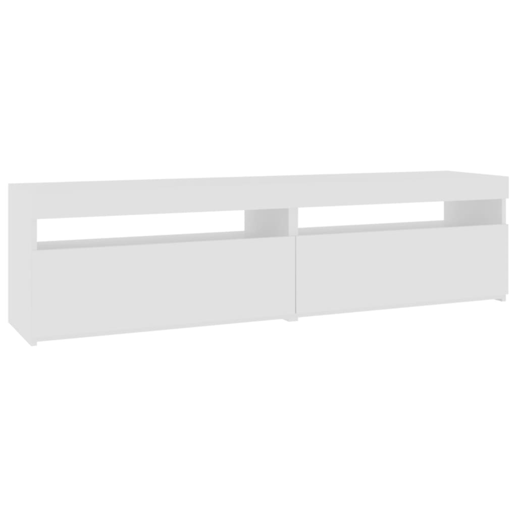 TV-Møbel Høyglans Hvit Tv-benker 2 stk med LED-lys 75x35x40 cm