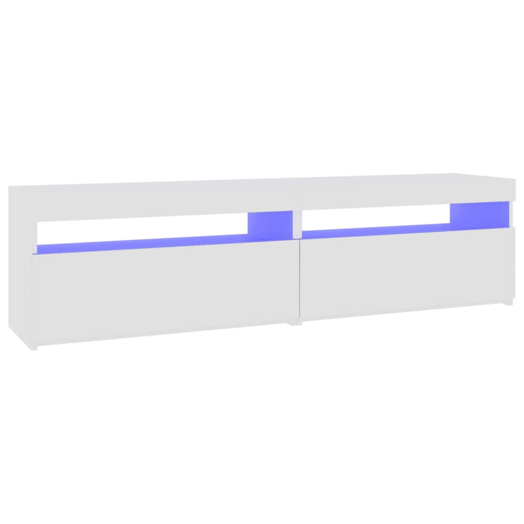 TV-Møbel Høyglans Hvit Tv-benker 2 stk med LED-lys 75x35x40 cm