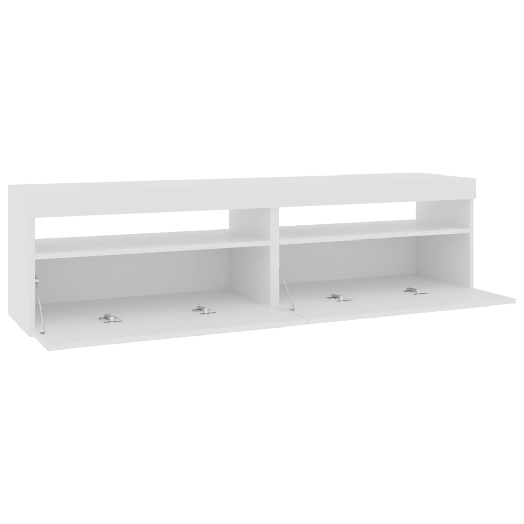 TV-Møbel Høyglans Hvit Tv-benker 2 stk med LED-lys 75x35x40 cm