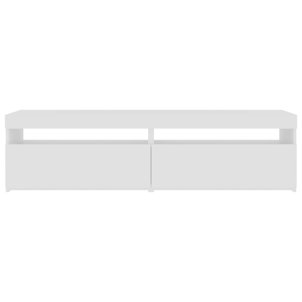 TV-Møbel Høyglans Hvit Tv-benker 2 stk med LED-lys 75x35x40 cm
