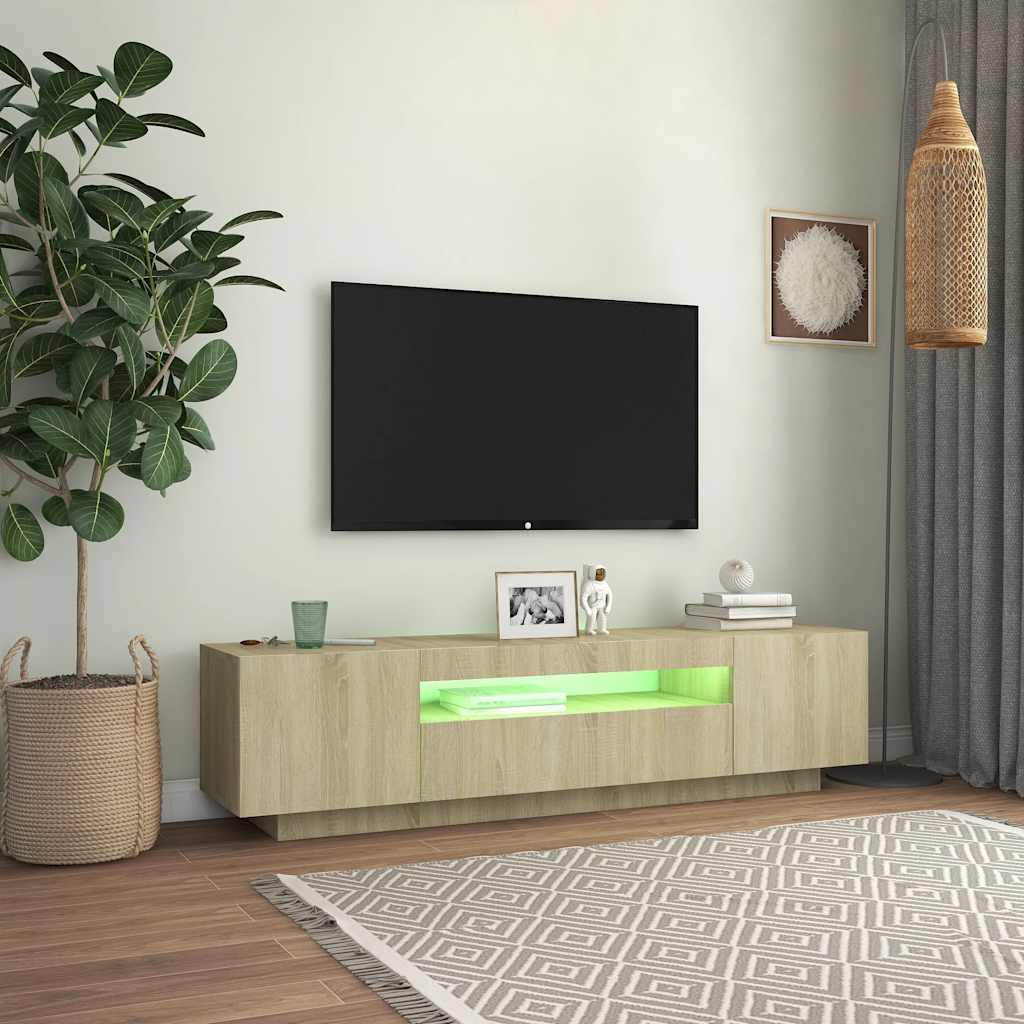 TV-Møbel Sonoma Eik TV-benk med LED-lys 160x35x40 cm