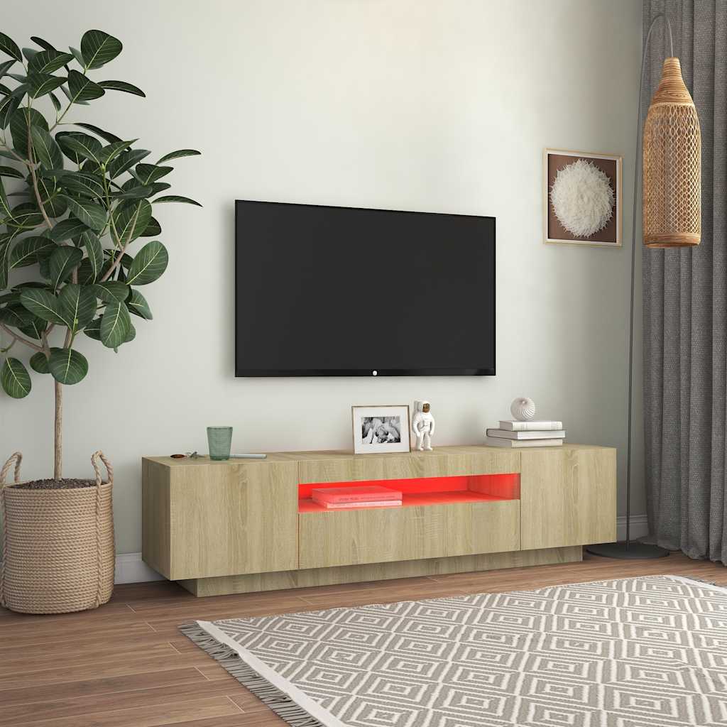 TV-Møbel Sonoma Eik TV-benk med LED-lys 160x35x40 cm