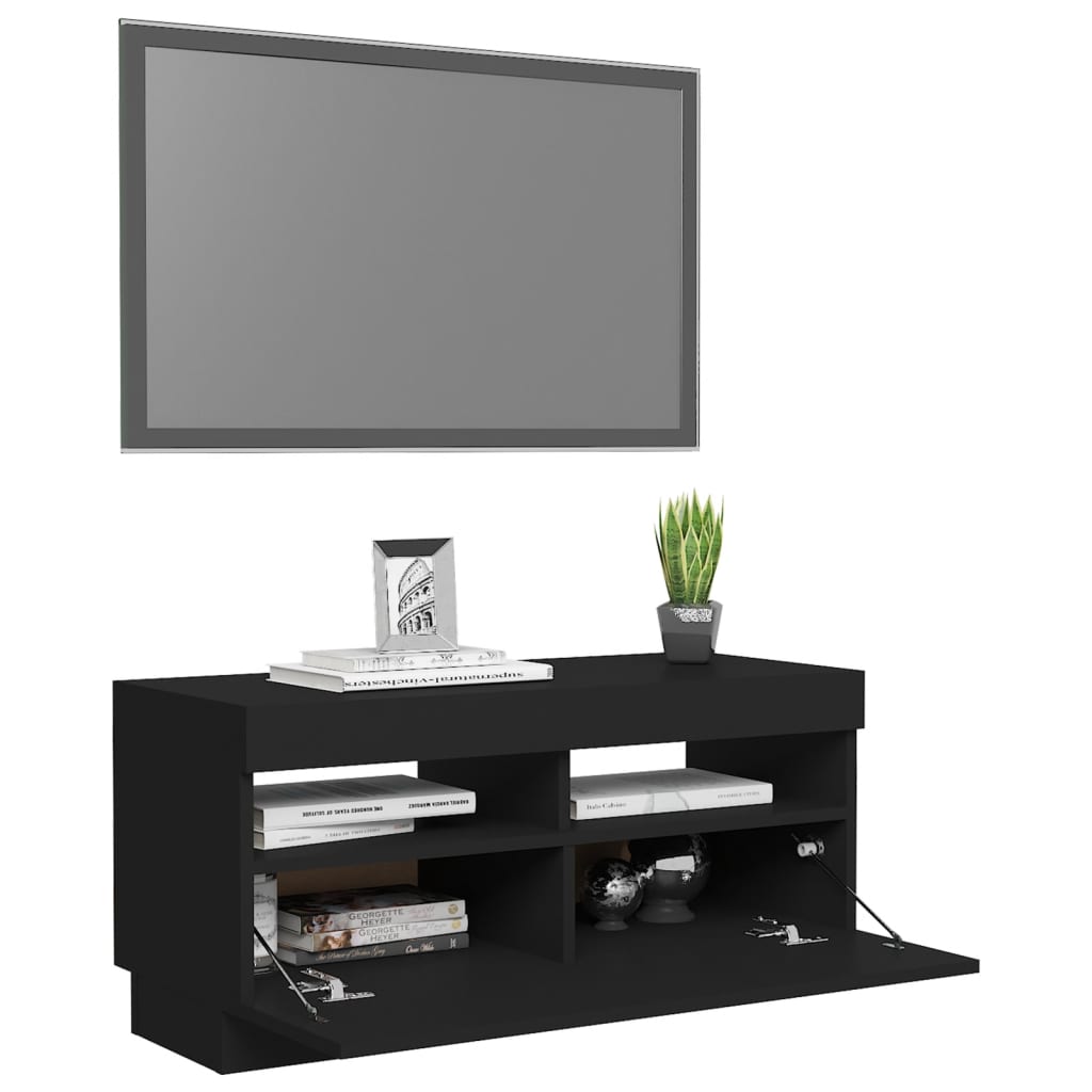 TV-Møbel Svart Tv-benk med LED-lys 80x35x40 cm