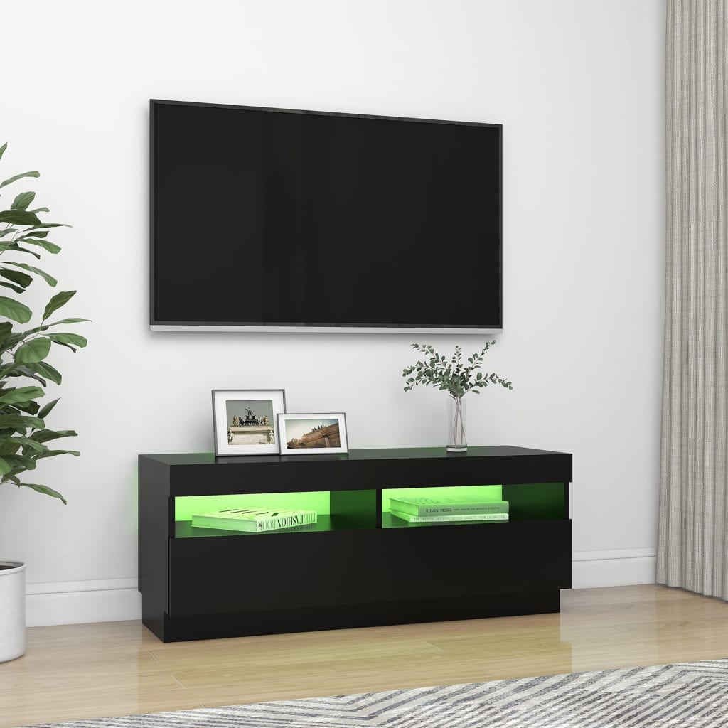 TV-Møbel Svart TV-benk med LED-lys 100x35x40 cm