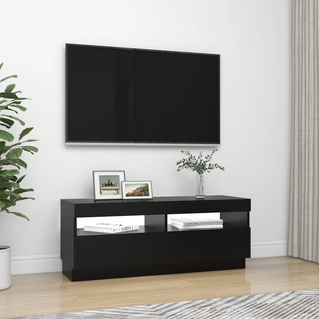 TV-Møbel Svart TV-benk med LED-lys 100x35x40 cm
