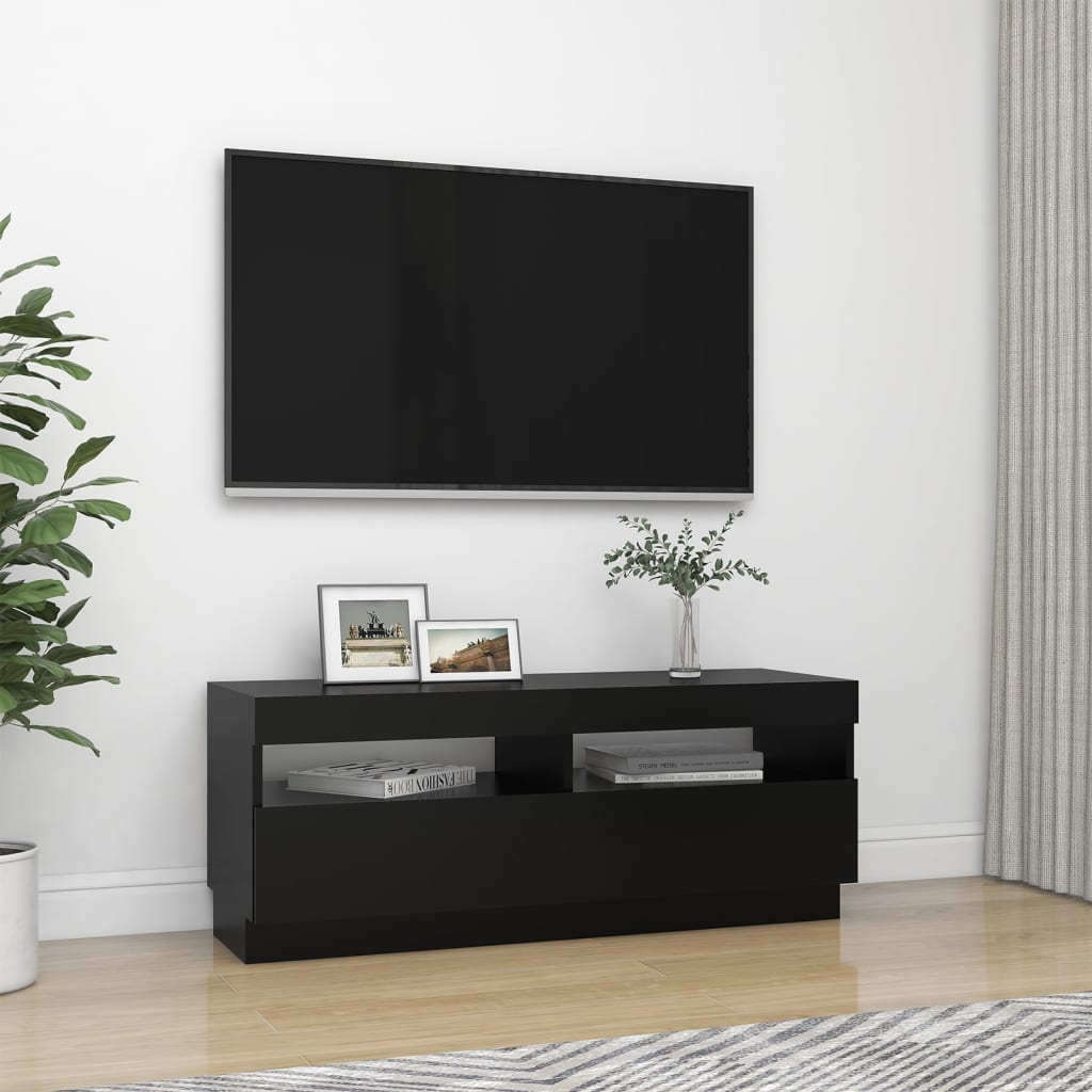 TV-Møbel Svart TV-benk med LED-lys 100x35x40 cm