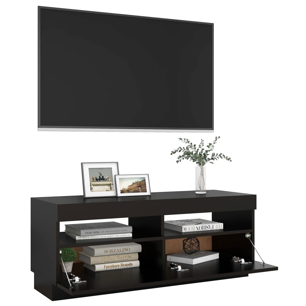 TV-Møbel Svart TV-benk med LED-lys 100x35x40 cm