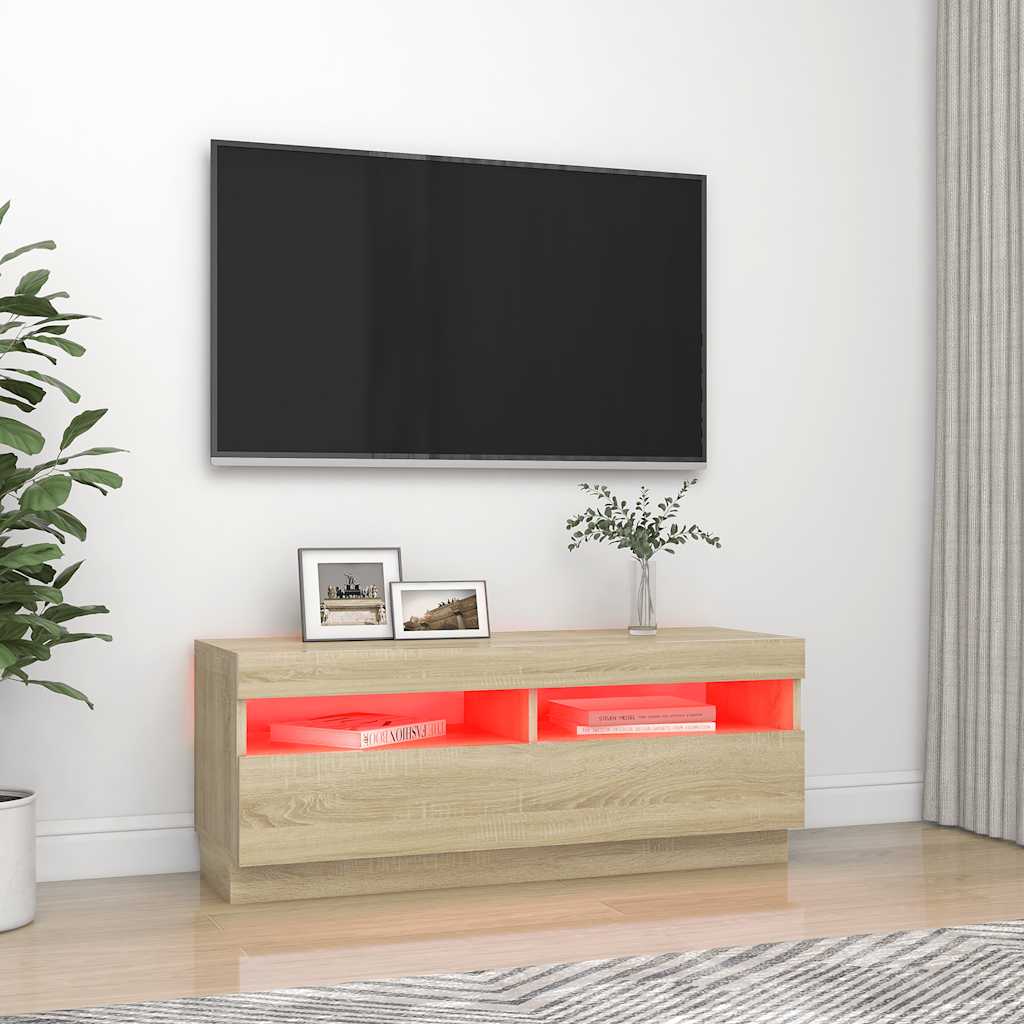 TV-Møbel Sonoma Eik TV-benk med LED-lys 100x35x40 cm