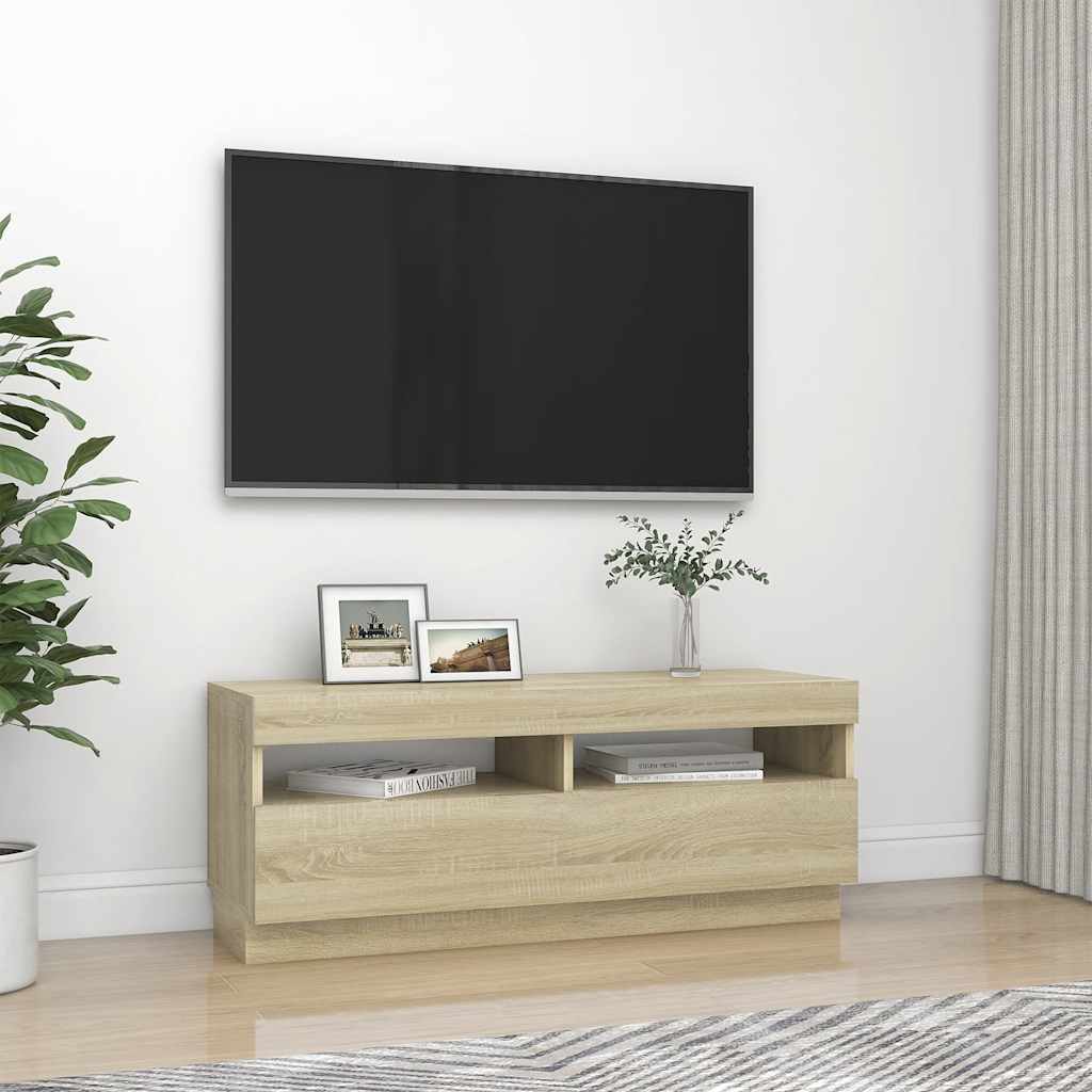 TV-Møbel Sonoma Eik TV-benk med LED-lys 100x35x40 cm